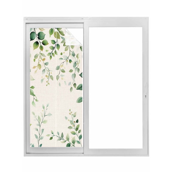 Green Eucalyptus Window Privacy Film, Country Nature Leaf Succulent Plant Static Cling UV Sun Blocking Tint Film Heat Control Windows Films for Bedroom Bathroom, Window Stickers 23.6"x59"
