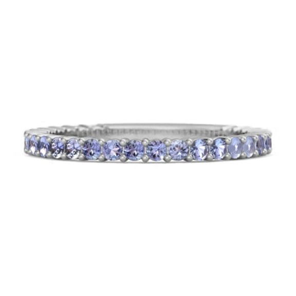 Mooneye 925 Sterling Silver Stacking Valentines Day Gift Ring 0.60 Ct Tanzanite Eternity Raquel