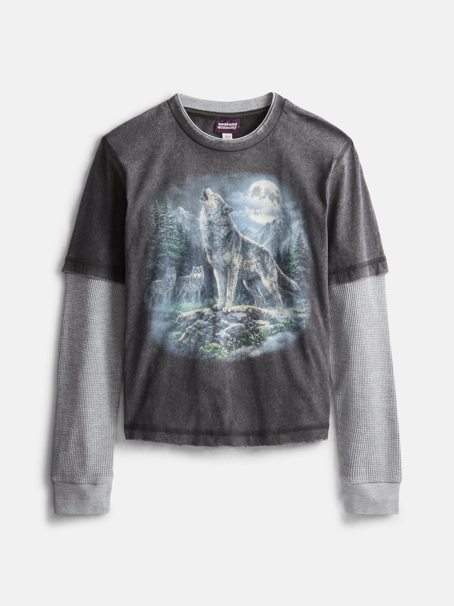 Weekend Academy Boys Layered Look Graphic Tee with Long Sleeves, Sizes 4-18