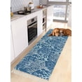 thumbnail image 3 of Navy Blue Coral Coastal Hallway Runner Rug 2x5ft,Ocean Nautical Seaside Beach Washable Woven Living Room Bedroom Kitchen Bathroom Carpet with Tassels,Indoor Outdoor Throw Door Mat for Entryway, 3 of 5