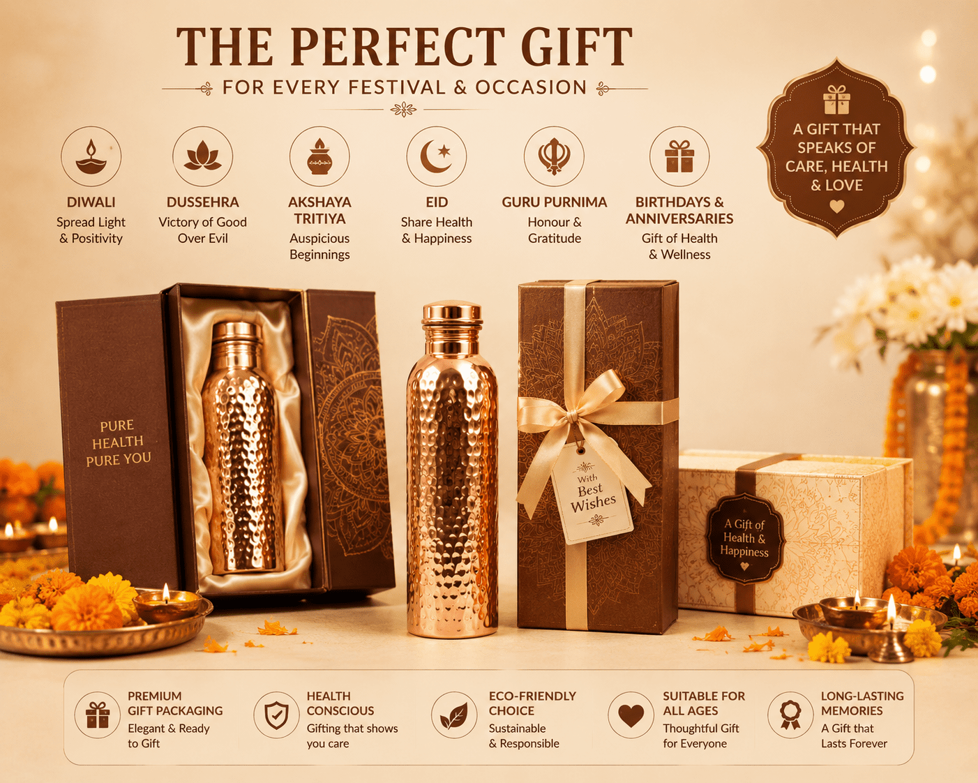 Nirmal Ganga Hammered Copper Bottle 1 Ltr – . Craftsmanship pack of 2
