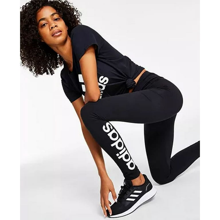 adidas Womens Linear-Logo Full Length Leggings,Dark Grey Heather,X
