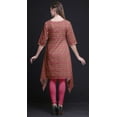 thumbnail image 4 of Bimba Pink Leaves Asymmetric Kurta Indian Tunic Tops for Women Printed Indian Clothing XSmall, 4 of 6