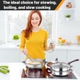thumbnail image 3 of Multipurpose 11-Inch 2-Tier Stainless Steel Steamer Pot with Lid for Cooking Vegetables, Dumplings, Stocks, Sauces, Food Cooker Pot Dim Sum Cookware Steamer, 3 of 9