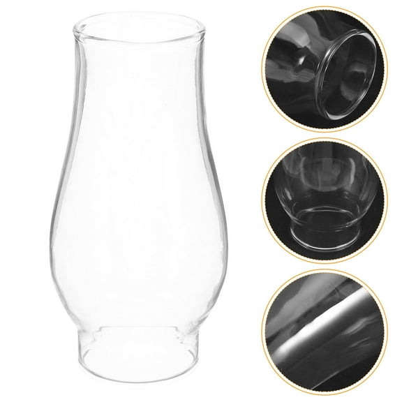 OUNONA Vintage Clear Glass Oil Lamp Chimney for Decor Retro Style Hurricane Lamp Part Fits