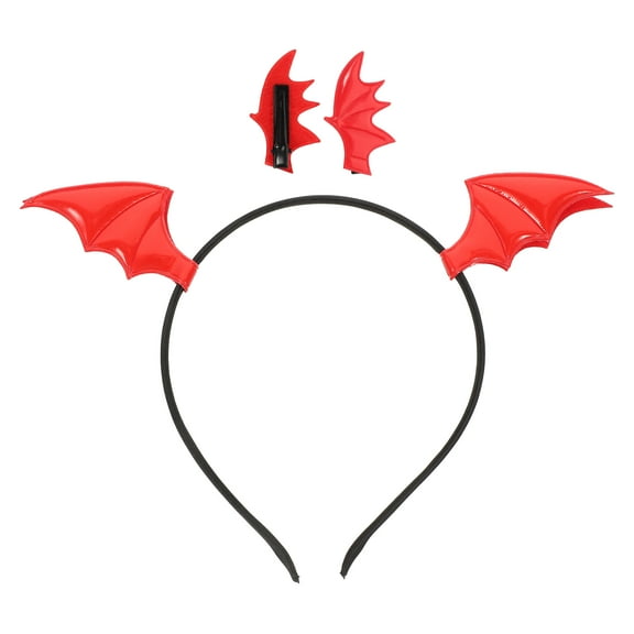 FRCOLOR 1 Set of Hair Accessories Bat Hair Hoops with Clips Red Fabric for Party