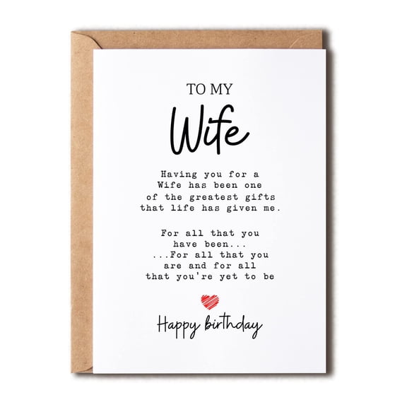 Heartfelt Birthday Card for Wife – Inspirational Message – Perfect Romantic Gift for Birthdays, Anniversaries, and Special Occasions