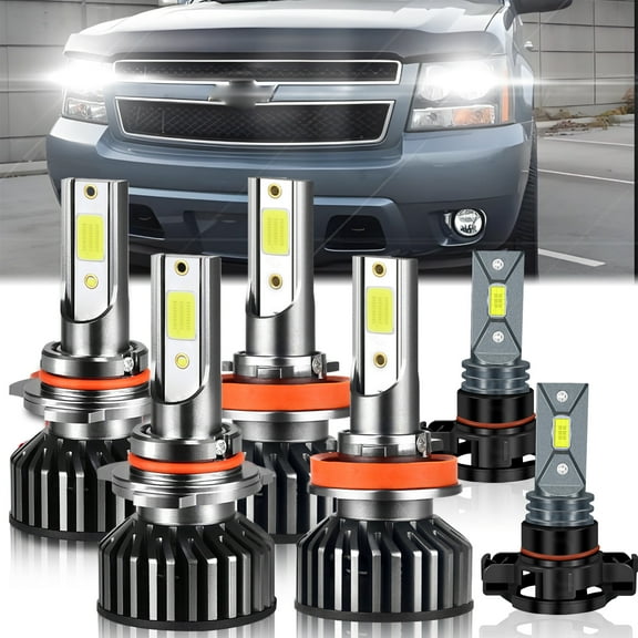 For Chevrolet Avalanche 2007-2013 LED Headlight High Low Beam Fog Light Bulbs 6000K White Pack of 6