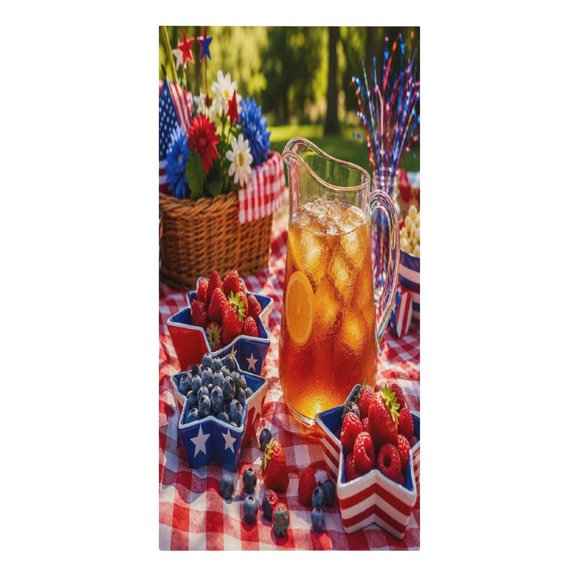 RKSupls Patriotic Picnic Lemonade And Berries Microfiber Beach Towel Absorbent Compact Towels for Swimming Pool Beach Travel Things for Vacation Essentials Adult Gift,61.4×30.3Inch