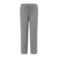 thumbnail image 4 of zaveiop Cotton Linen Pants for Women 2025 Summer Gauze Drawstring High Waisted Lounge Trouser Casual Beach Vacation Clothes (Z-Light Gray, L), 4 of 6