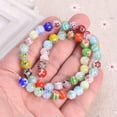 thumbnail image 5 of U8MO 45pcs Flower Pattern Round 8mm Millefiori Lampwork Glass Loose Beads Lot-Light Blue, 5 of 5