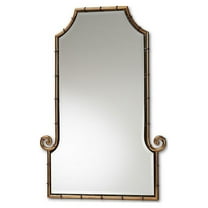 Layan Glamourous Hollywood Regency Style Gold Finished Metal Bamboo Inspired Accent Wall Mirror