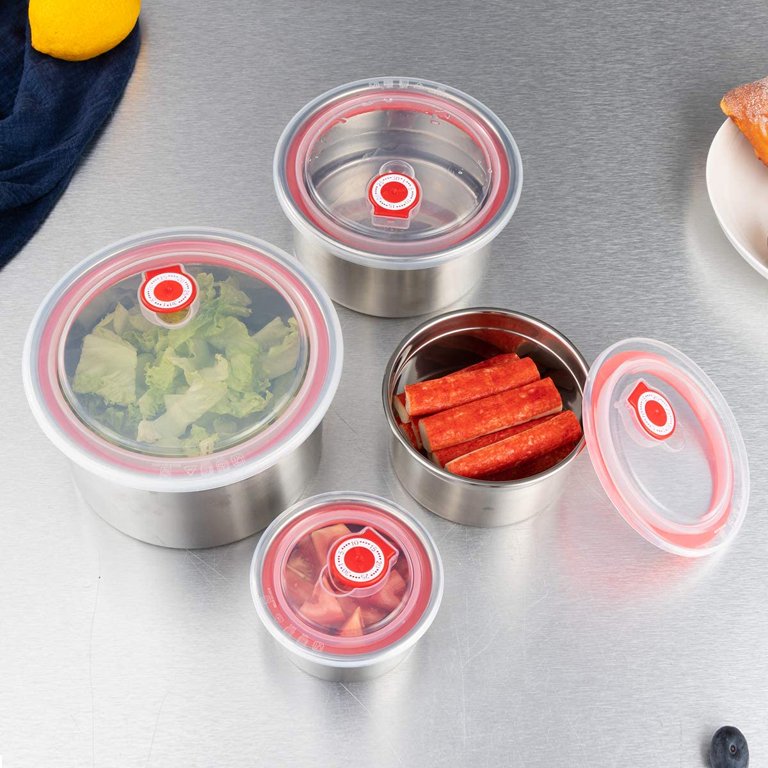 Homotte Stainless Steel Containers with Lids, Stackable Snack