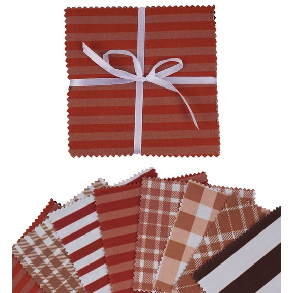 Soimoi Check Print Precut 5-inch Cotton Fabric Quilting Squares Charm Pack DIY Patchwork Sewing Craft- Blue, Red & White