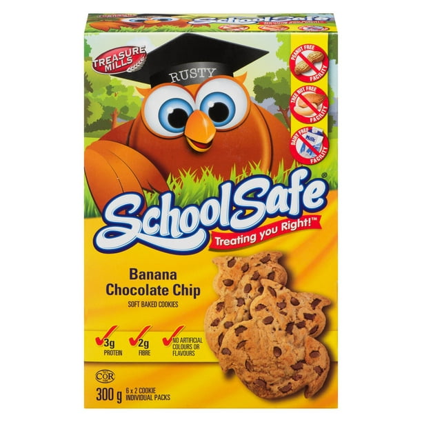 Biscuits tendres cuit au four School Safe à pépites de chocolat et banane