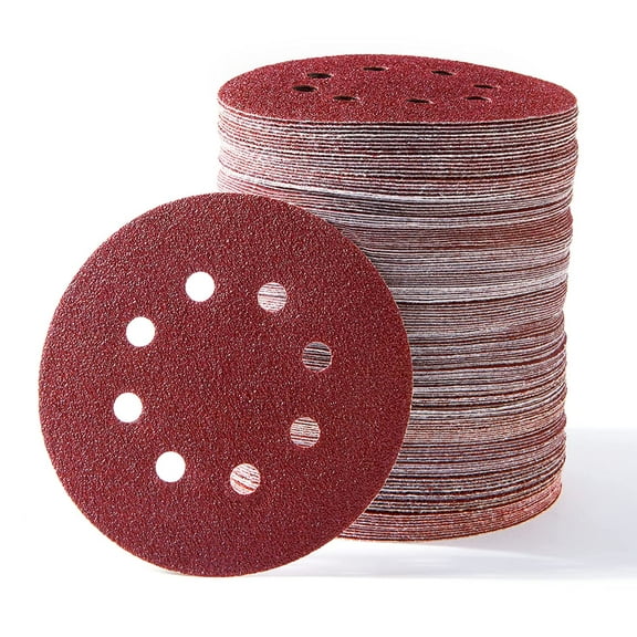 72 PCS 5 Inch 8 Hole Hook and Loop Adhesive Sanding Discs Sandpaper for Random Orbital Sander 40 60 80 120 180 240 320 Grits
