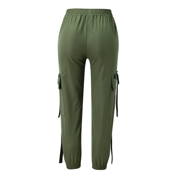 WILLBEST Pantalones Casuales para Mujer, Pantalones Deportivos, Pantalones Cargo, Ropa de Calle, Cintura Holgada, Pantalones de Trabajo Altos para Mujer, Comodidad y Estilo Diario. Grande