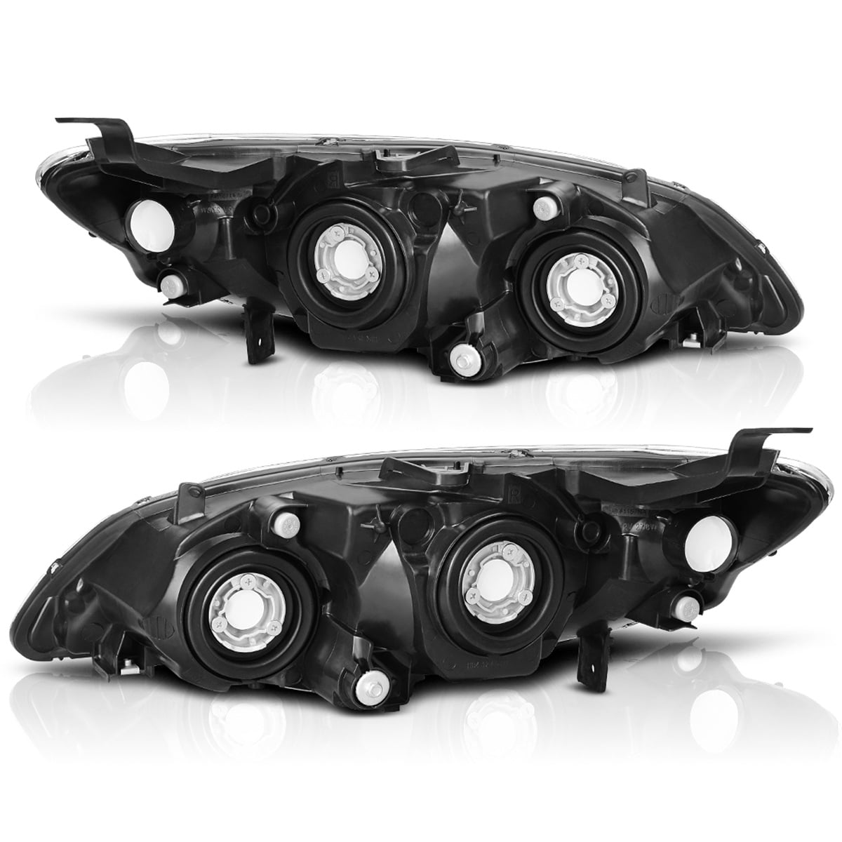 RVNI Chrome Headlights Amber Corner Lamps Pair Fits For 2004-2005 Honda Civic 2/4 Dr