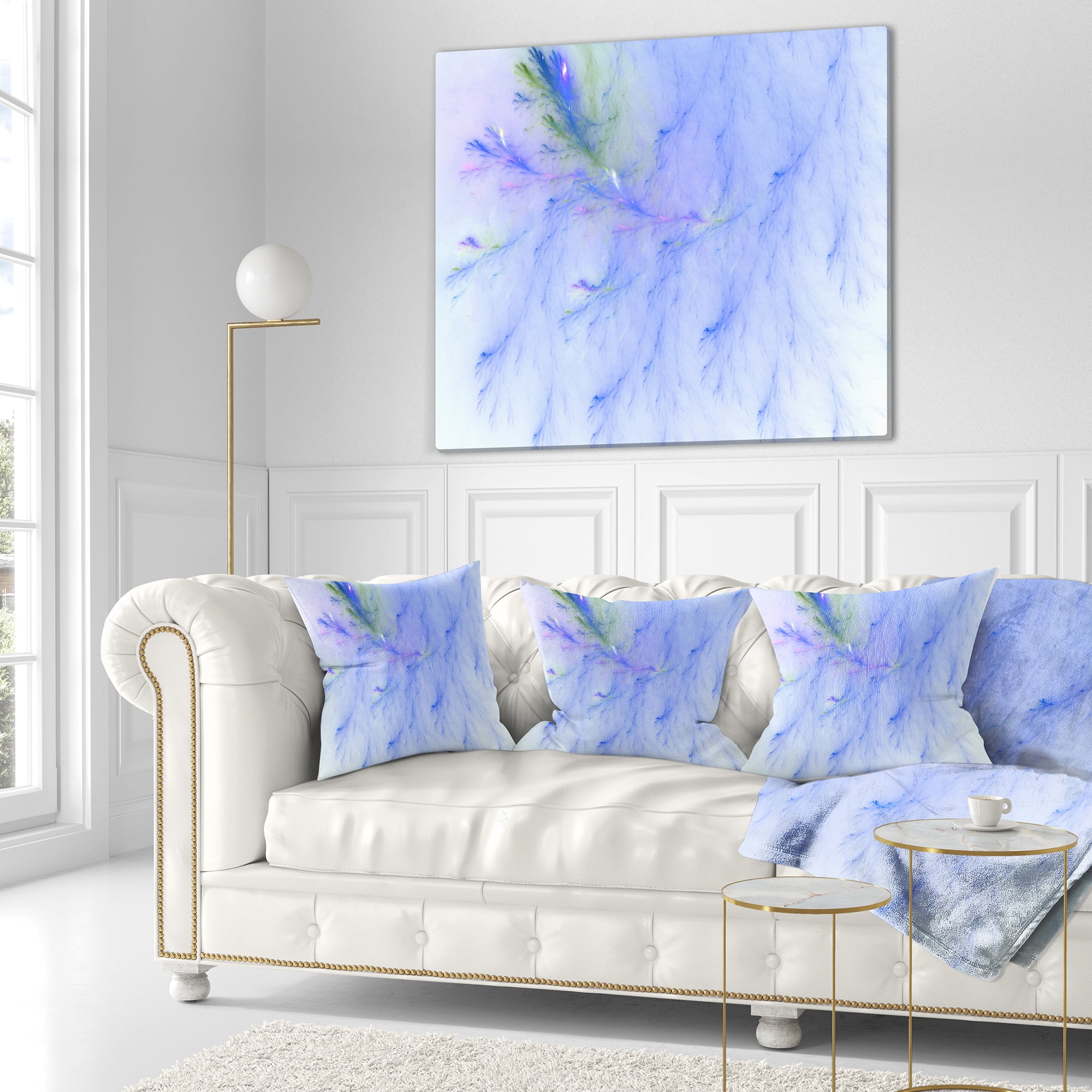 Designart Light Blue Veins of Marble - Abstract Throw Pillow - 18x18