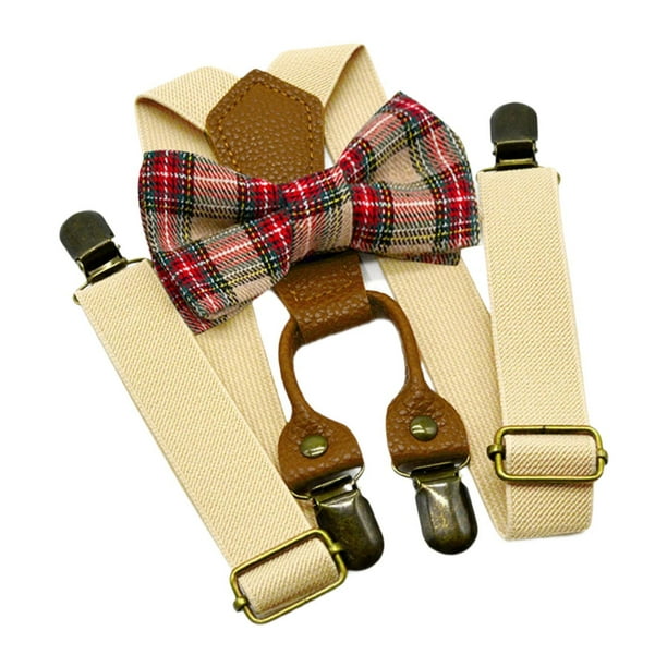 Tirantes y pajarita para niños Hugo Beige 65 cm