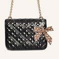 thumbnail image 2 of Unique Bargains 1 Pc Fashion Bow Scarf Polka Dot Print Handbag Charm Bag Accessories Coffe Color, 2 of 5