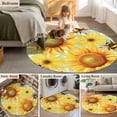 thumbnail image 5 of Small Round Rug 3Ft Washable Non-Slip, Sunflower Circle Area Rugs for Living Room Bedroom, Yellow Flowers Elegant Pastoral Botanical Indoor Floor Mats Carpet Runner for Home Decor, 5 of 8
