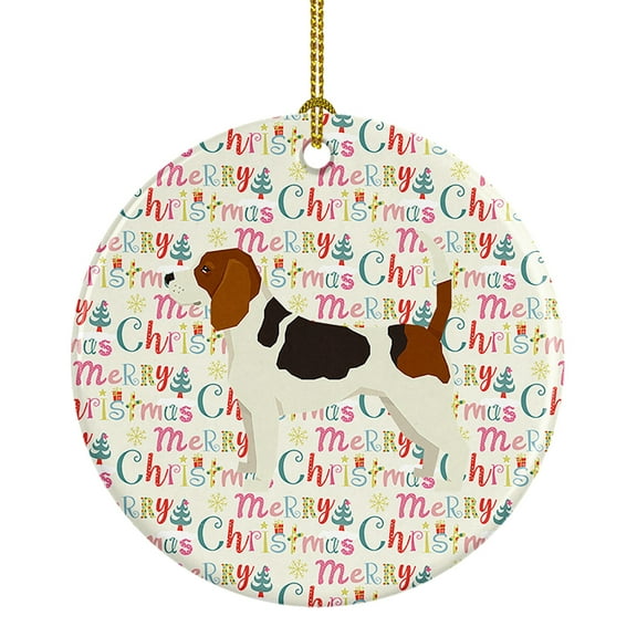 Beagle Merry Christmas Ceramic Ornament 2.8 in x 2.8 in