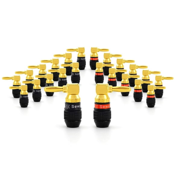 Cerrojo Sewell de Banana Plugs en ángulo recto, 12 pares, chapado en oro