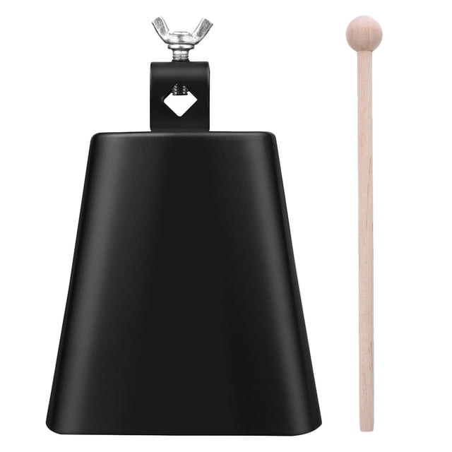SHISUYAN Black Metal Cowbell with Wooden Drumstick for Kids Playing Musical Instruments Accessory 1 Set Small
