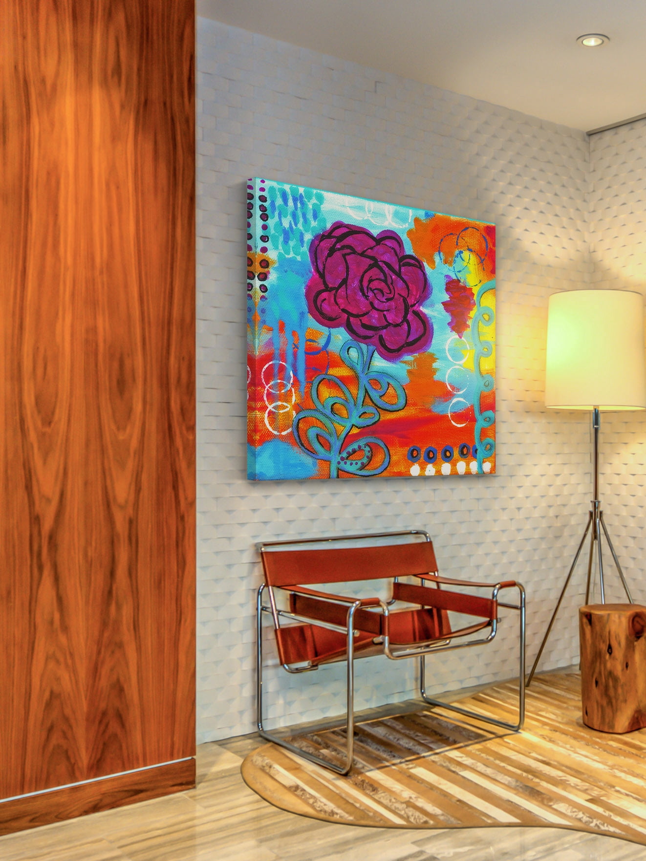 "Purple Flower" Painting Print on Wrapped Canvas