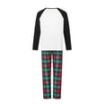 thumbnail image 4 of pengnight Christmas Family Pajamas Matching Set, Long Sleeve Deer Letters Print T-shirt with Plaid Pants Sleepwear Loungewear, 4 of 10