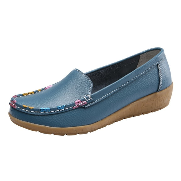 ZTTD Slip On Women Comfort Walking Flat Loafers Casual Shoes Driving Loafers Walking Shoes for Women Light Blue