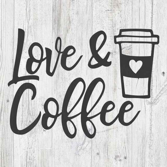 Love & Coffee Rustic Looking Farmhouse Cafe White Wood Sign Wall Décor Gift 8 x 8 Wood Sign B3-08080062007