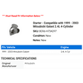 thumbnail image 2 of Starter - Compatible with 1999 - 2003 Mitsubishi Galant 2.4L 4-Cylinder 2000 2001 2002, 2 of 2