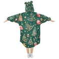 thumbnail image 2 of FORMRS Wearable Blanket Hoodie with Sleeves for Kids Cozy Flannel Sweatshirt, Green Christmas Gingerbread, 2 of 7