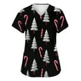 thumbnail image 2 of Garbnen Christmas Fitted Scrub Tops Women Stretchy V Neck Short Sleeve Plus Size Tops Xmas Printed Nurse Uniforms with Pockets S-5XL, 2 of 5