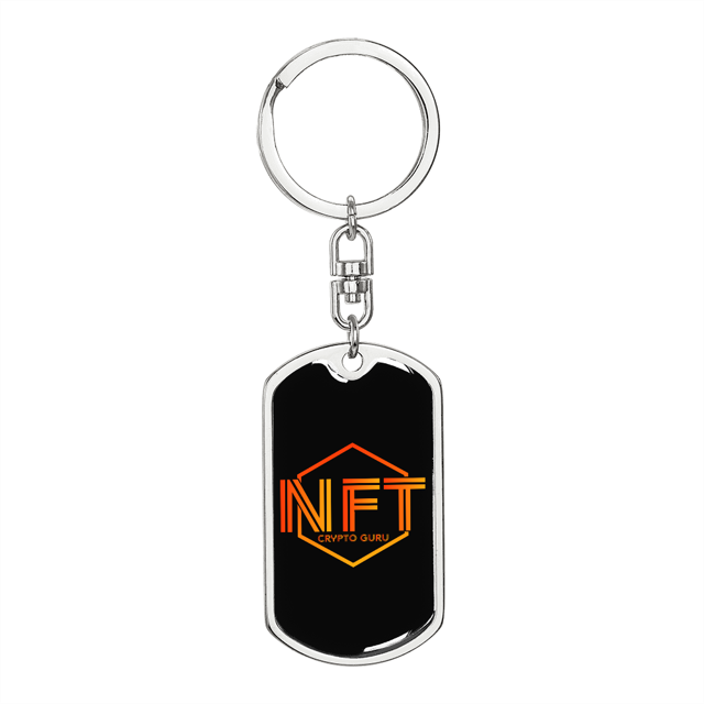 NFT Crypto Guru Crypto Acier Inoxydable Ou or 18k Porte-Clés Pivotant Premium pour Chien