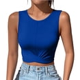 thumbnail image 3 of Ihhxva Women's Slim Fit Cropped Stretchable Crew Neck Twist Front Tank Top S-XL, 3 of 8
