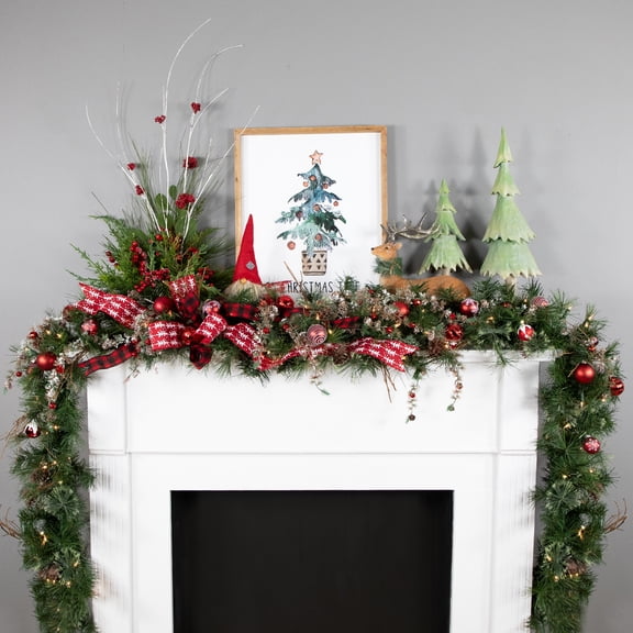 Northlight 9' x 12" Prelit Country Mixed Pine Artificial Christmas Garland - Clear Lights