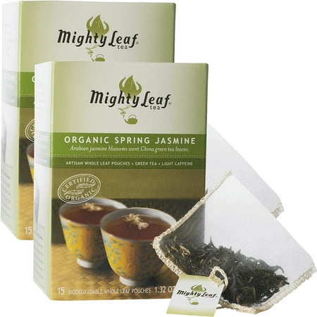 (2 Boxes) Mighty Leaf Tea Whole Leaf Tea Pouches, Organic Spring Jasmine,