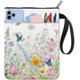 thumbnail image 1 of Funda de libro con diseño de flores y mariposas, protector de libros de bolsillo, lavable, con cremallera y bolsillo adicional., 1 of 9