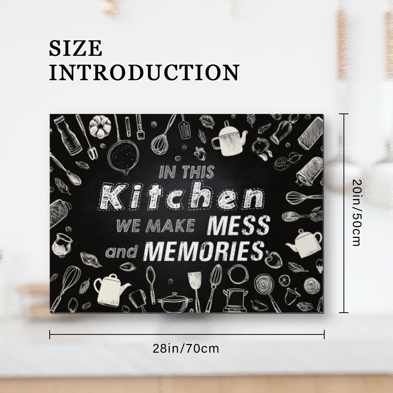 Stove Cover for Electric Cooktop, Black White Kitchen Mess and Memories Print Non-stick Glasstop Stove Cover, Non-slip Decoration Mat for Kitchen RV (28×20 Inch)