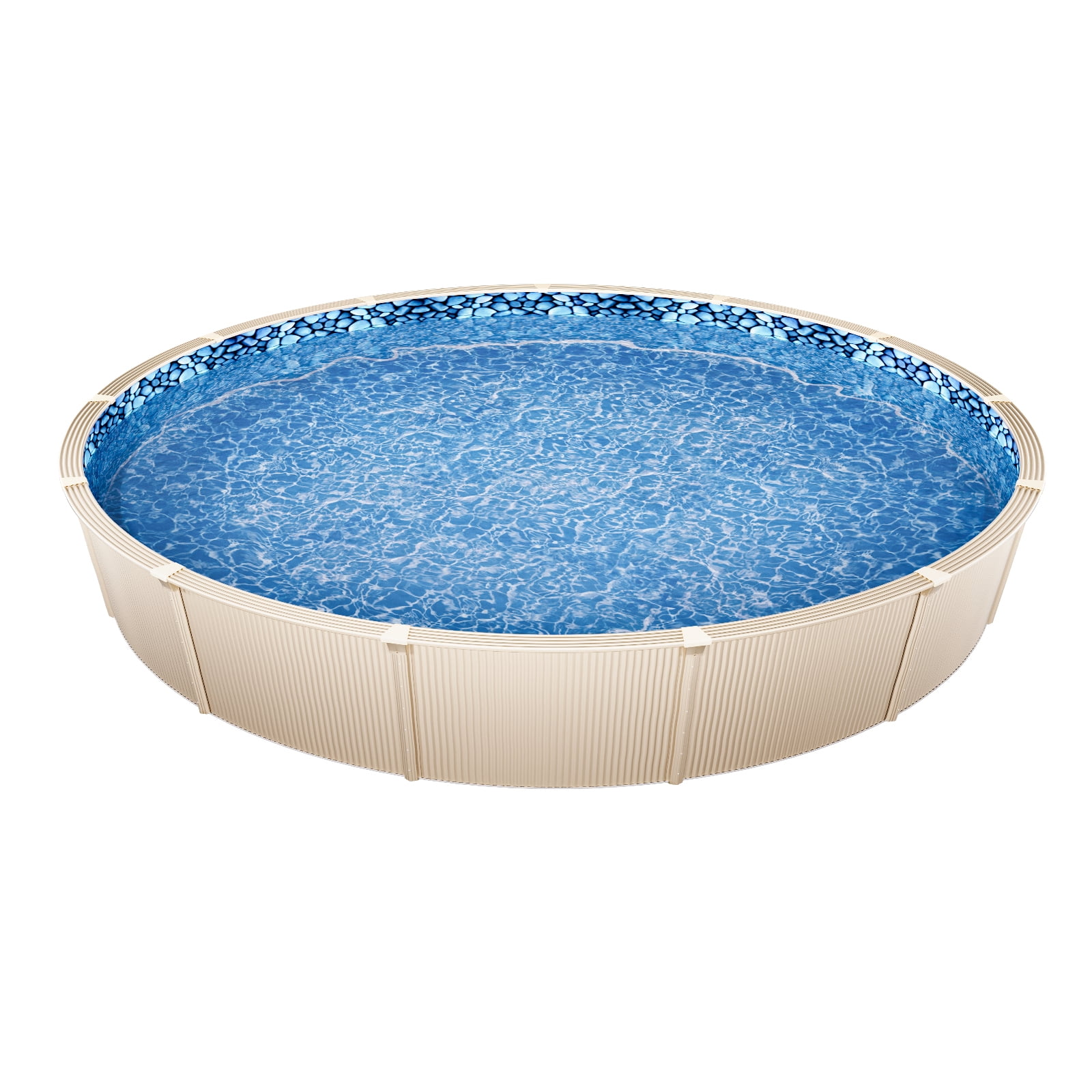 KFFKFF Swimming Pool Liner, 33ft Circular Shape, Robust Vinyl Material, Regular Thickness, 52in Wall Elevation, Suitable for Steel-Sided Above-Ground Pools Liner Replacement