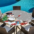 thumbnail image 6 of Grey Snowman Christmas Round Tablecloth, Fitted Table Cover with Elastic for 45"-54" Round Tables, Gifts Xmas Tree Winter Snowflake Table Cloth Outdoor Indoor Dinning Party Waterproof Tablecloths, 6 of 7