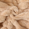thumbnail image 4 of OGLCCG Girl's Faux Fur Coat Long Sleeve Button Front Fuzzy Hooded Cropped Jacket Fall Winter Fluffy Sherpa Coat(Khaki,12-13Years), 4 of 8