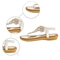 thumbnail image 4 of Women Summer Fashion Rhinestone Toe Post Sandals Bohemian Style Flip Flops Casual Beach Slides Polyester Material Non Slip All Season Comfortable Footwear, 4 of 8