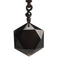 thumbnail image 5 of Collar con colgante de obsidiana con piedra energética de péndulo espiritual natural, serie estrella, estrella hexagonal, mar, seis estrellas Mong, cadena para clavícula, 5 of 5