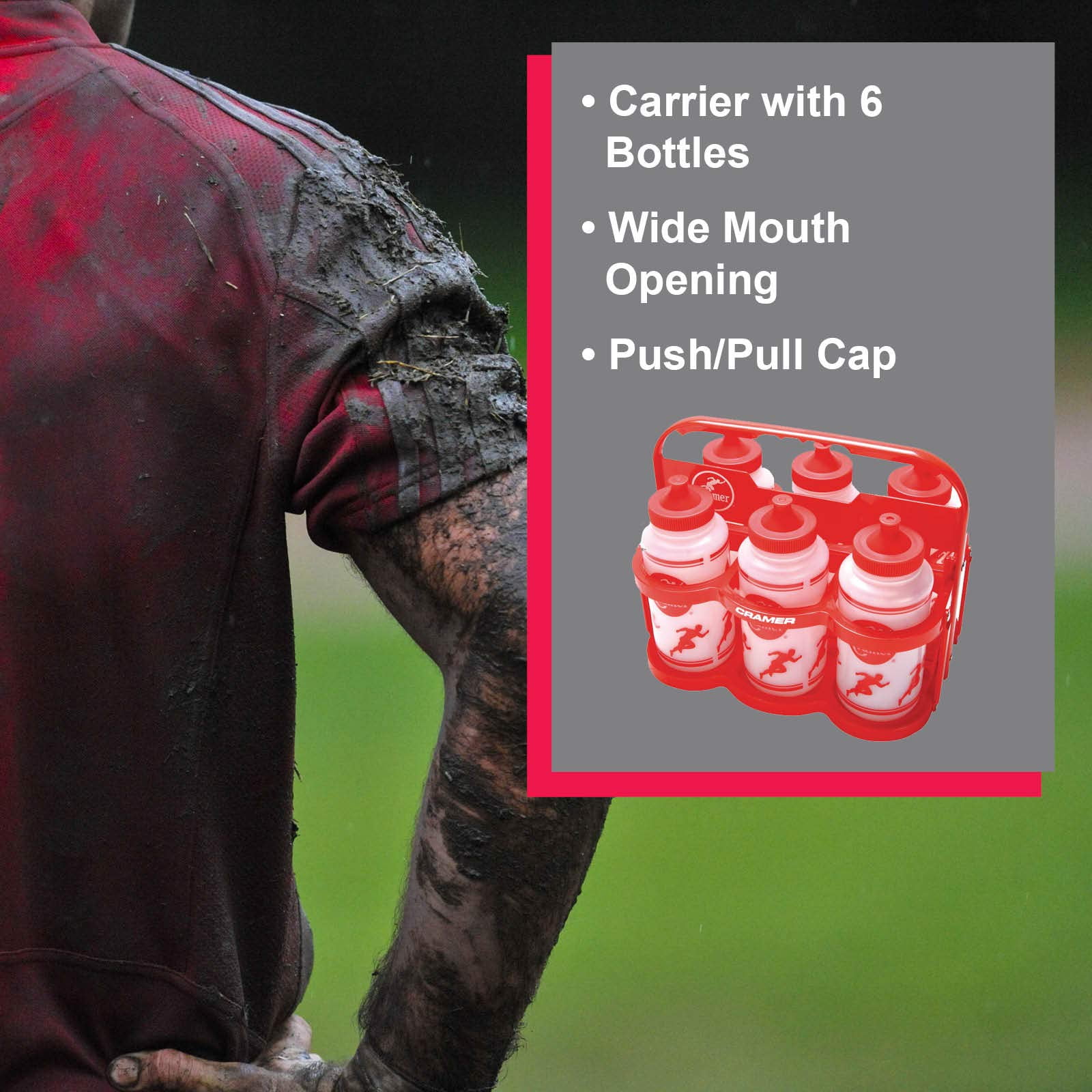 Cramer Wide Mouth Water Bottles, BPA-Free, Push/Pull Cap, 12 Pack