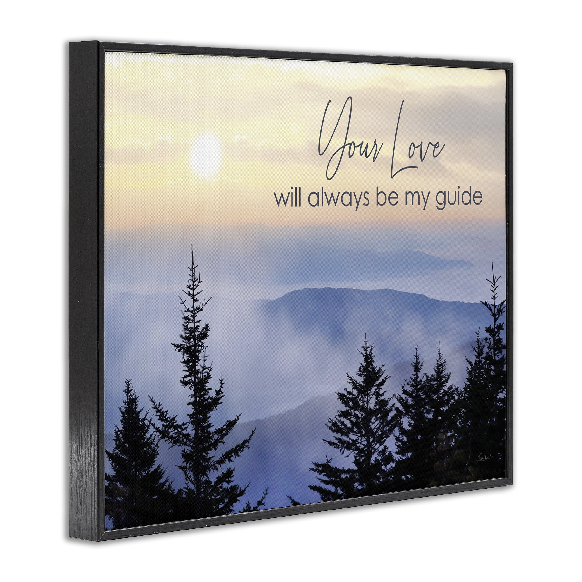 Stupell Industries Love Will Be My Guide Landscape Painting Black Framed Art Print Wall Art, 30 x 24