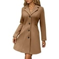 thumbnail image 7 of Winter Coat for Women Stand Collar Single Pea Coat Mid-Long Outwear with Pocket,Women's Fall Winter Elegant Single Long Wool Coat Overcoat, 7 of 7